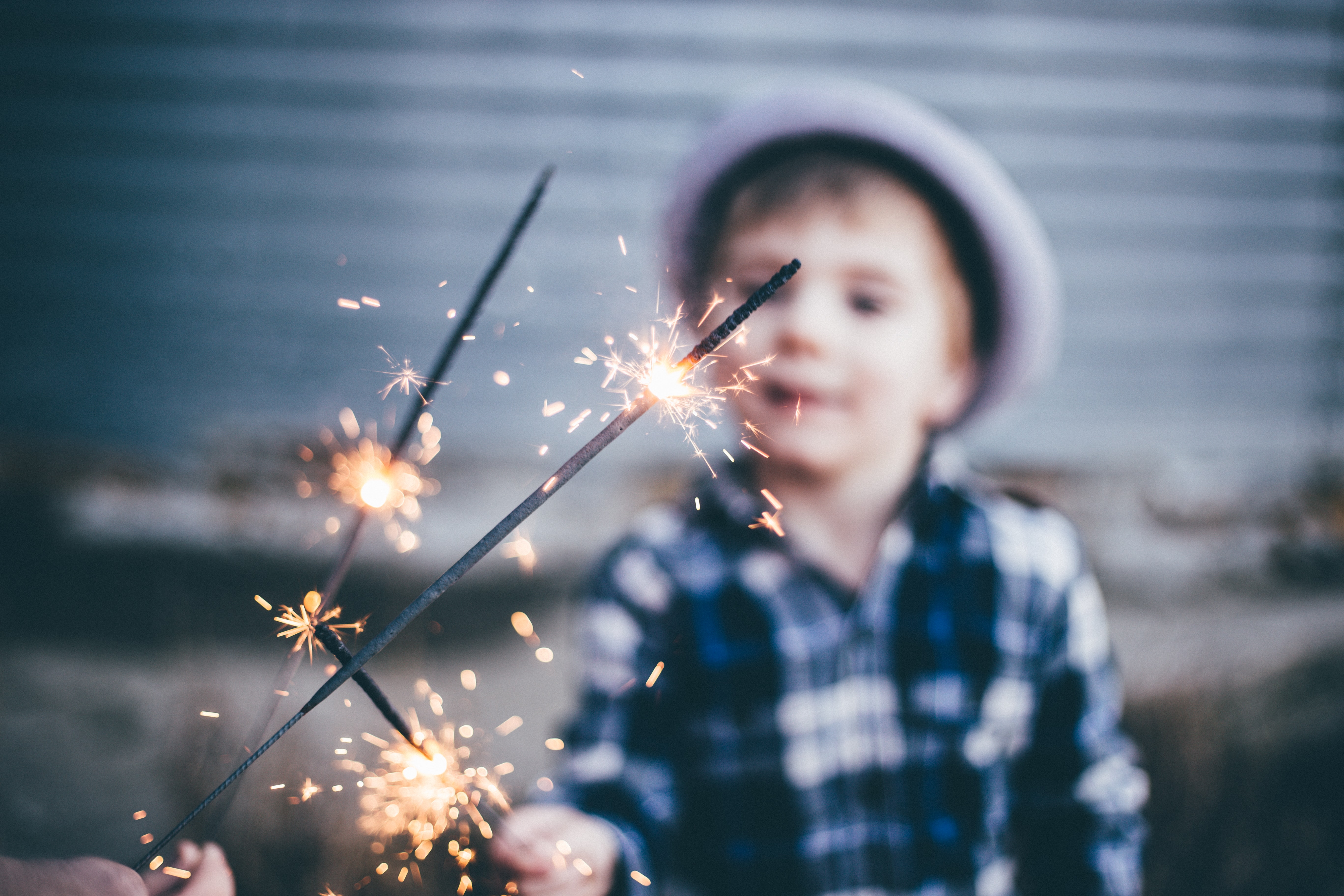 Kid with Sparklers at Birthday Party